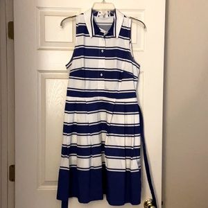 Summery semi formal blue and white dress